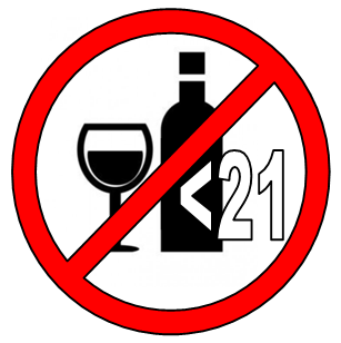 Prohibition sign for sale of alcoholic beverages to persons under twenty-one years of age